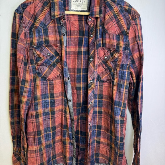 BKE Men's Plaid Shirt - Red and Blue - Picture 1 of 10